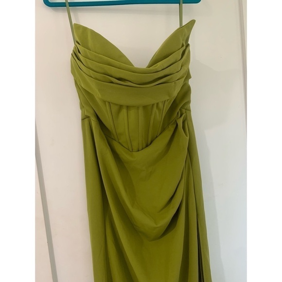 Vipgirl Olive Green Strapless Slit Corset Evening Gown Long Maxi Dress Size XL - Picture 6 of 12